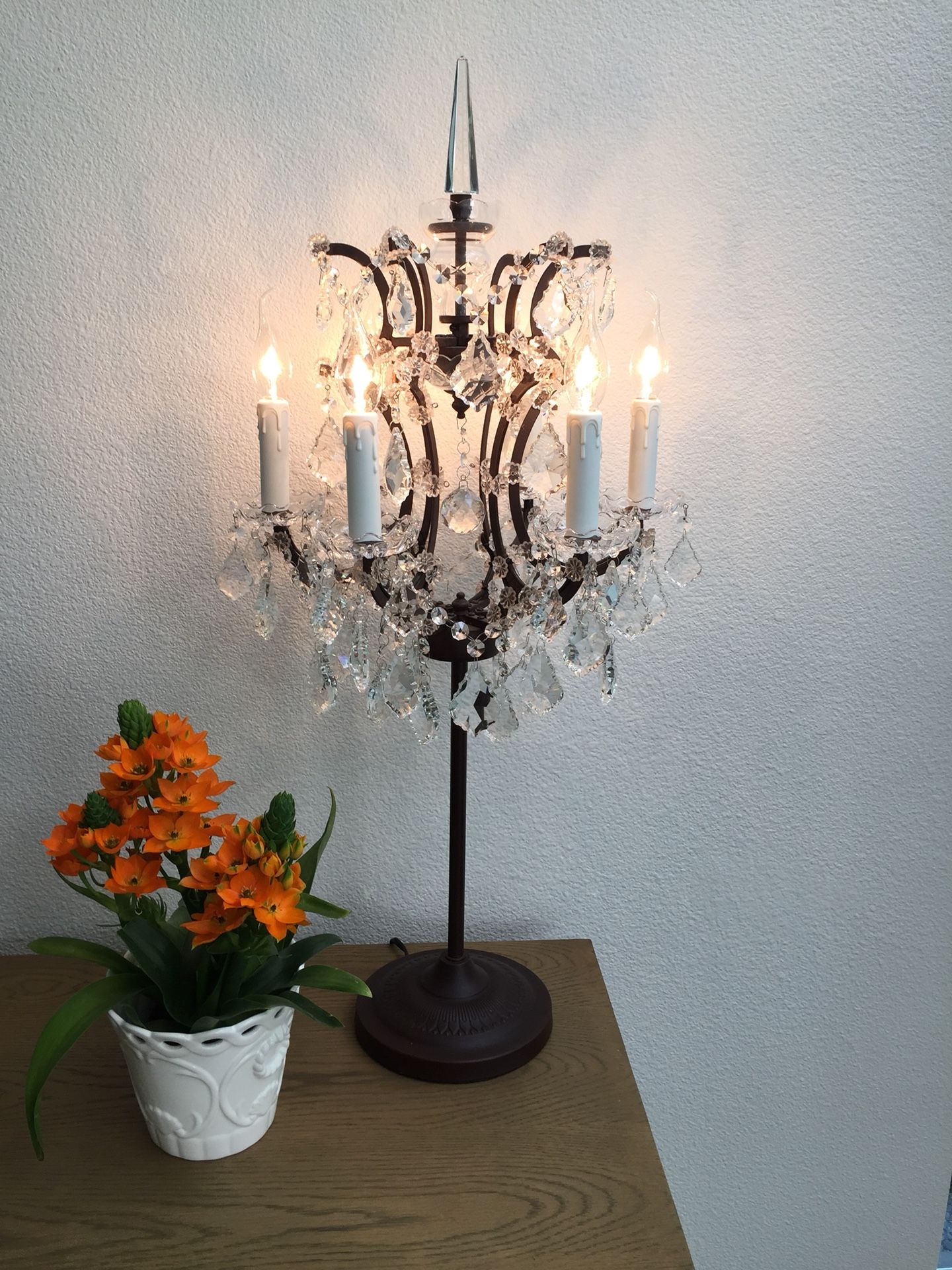Restoration Hardware 19th Century Rococo Iron and Crystal Table Lamp