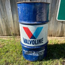 Vintage 1991 Valvoline Oil Barrel Drum Trash Can Garage Shop Decor