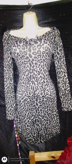 Sexy Long Sleeves Cheetah Print Bodycon Dressi