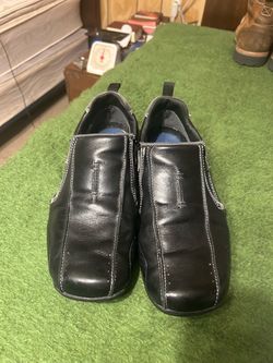 Skechers Men’s Leather Slip-On Shoes Size 9 – Black – Comfort Casual