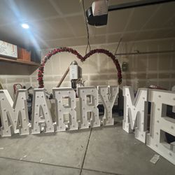 Marry Me Letters And Heart With Flowers 