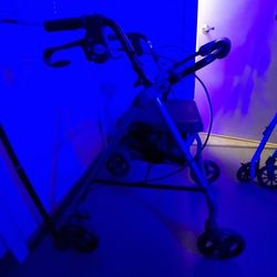 Walker 💙 Drive Brand Medical Walker Dual Locking Brakes Metallic Paint Underside Storage Indoor Outdoor Use Removable Padded Backresst And More 