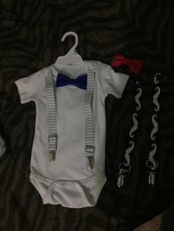 Boys onesie with ties and suspenders