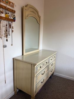 Vintage French Provincial Dresser with Mirror