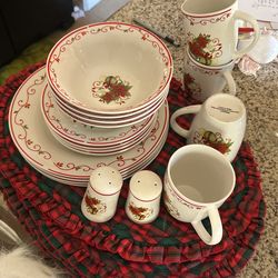 Christmas Dinner Dishes And Glasses
