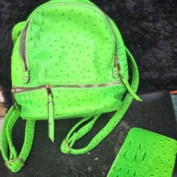 Faux Alligator Backpack With Wallet 