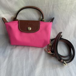 Longchamp Le Pliage Barbie Pink Mini Handbag With Strap
