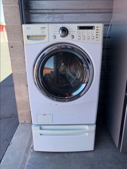 White LG Washer With Pedestal