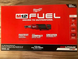 New Milwaukee M12 Fuel 1/4” Ratchet, 2 - 2AH Batteries and Charger