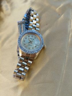 Neiman Marcus Quartz Watch with Crystal Bezel