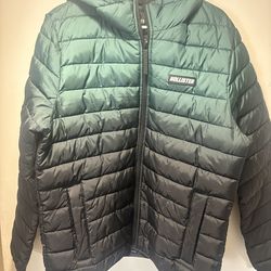 hollister ombré green puffer jacket