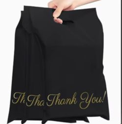 Thank You Shopping Bags with Handles – Elegant Gift Packaging Bags with Gold Lettering, Available in Black & Pink