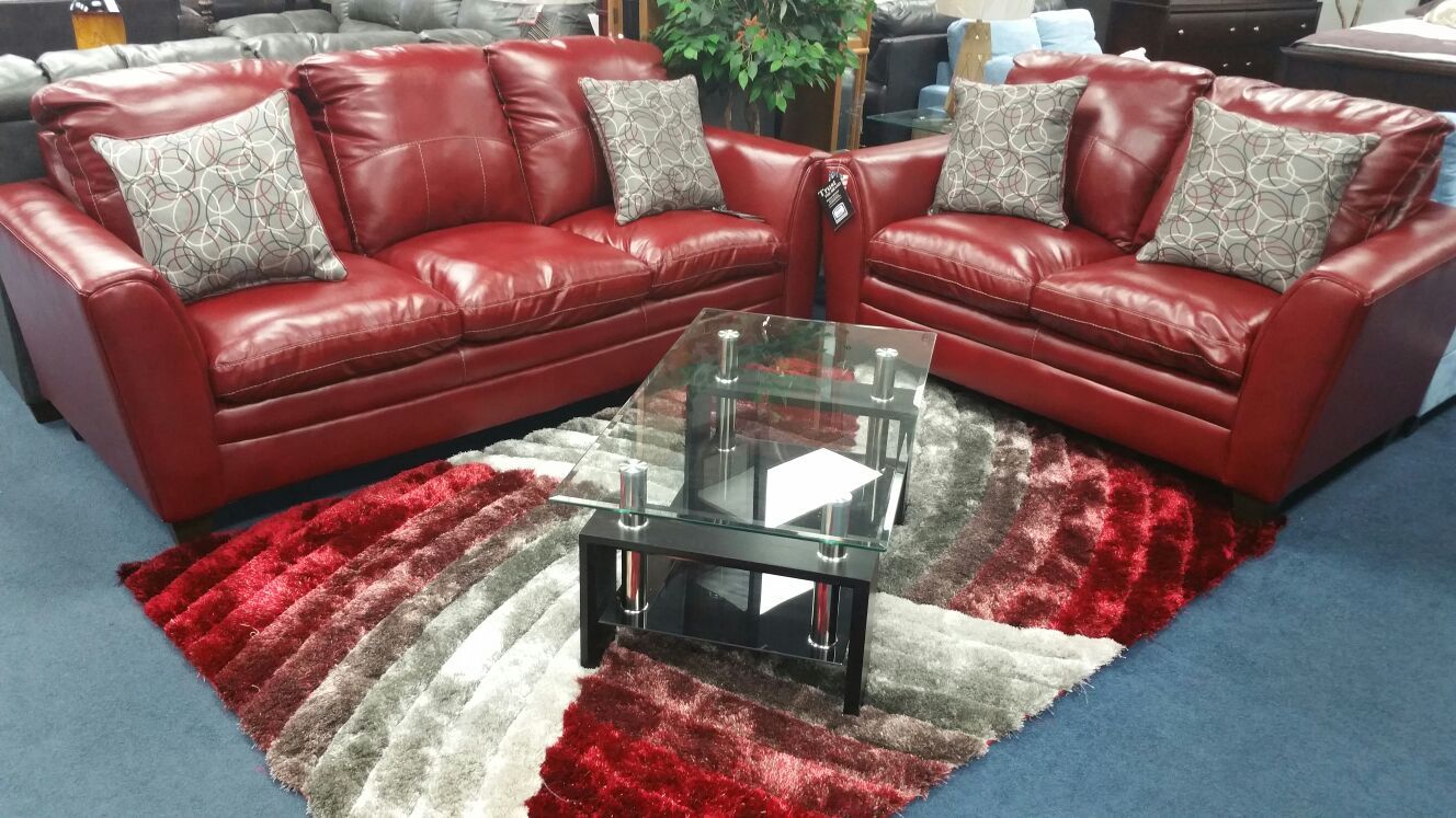 Red lether sofa love