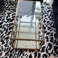 Gold/Glass Square Living Room Table With Mirror