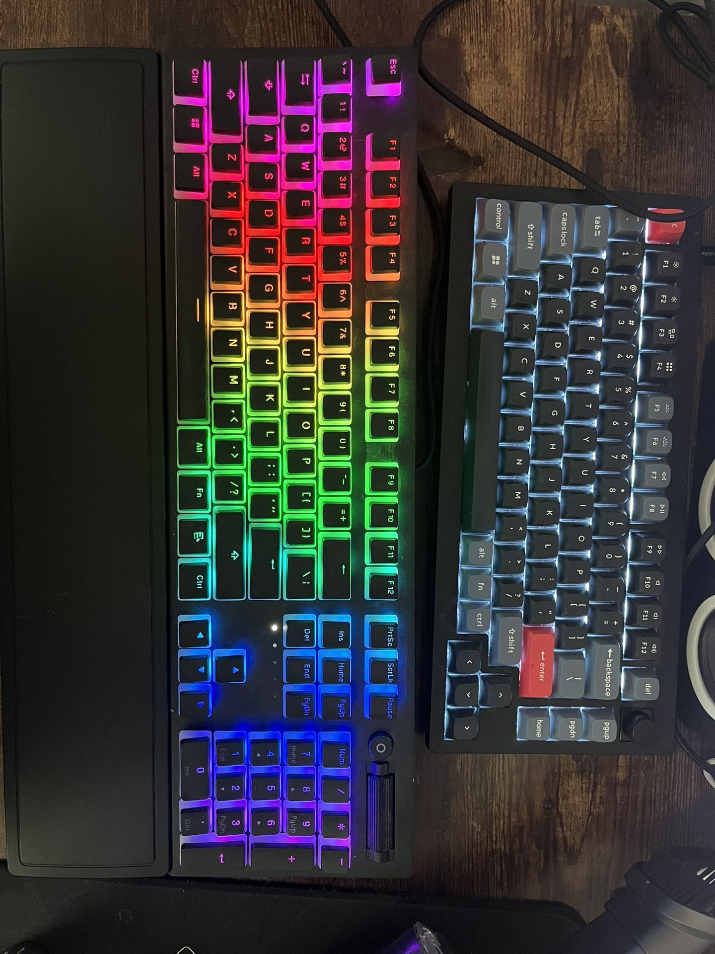 Two Keyboards Keychron V1 keyboard and Razer Blackwidow V3
