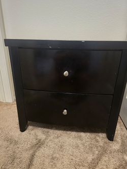 Black 2-Drawer Nightstand