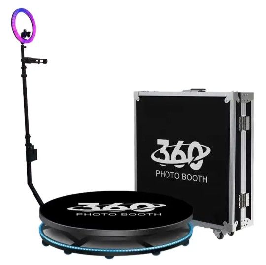 39in 360 Photo Booth Video Selfie Platform Automatic Spinning Wedding w/Case
