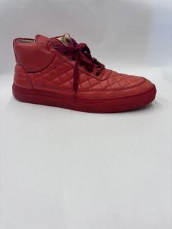 Red Quilted Leather High-Top Sneakers