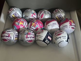 Mini Brands Lot Of 12 Balls - Series 3 (gray), Toy Series 2 (pink), Disney