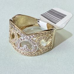 14k Gold & CZs Heart Ring 