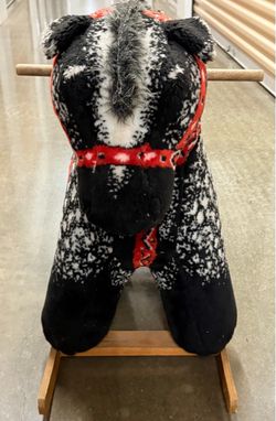 Plush Rocking Horse Toy with Wood Base
