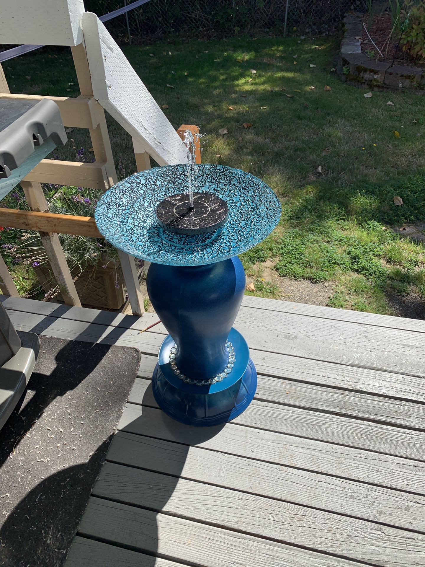 Unique upcycled birdbath