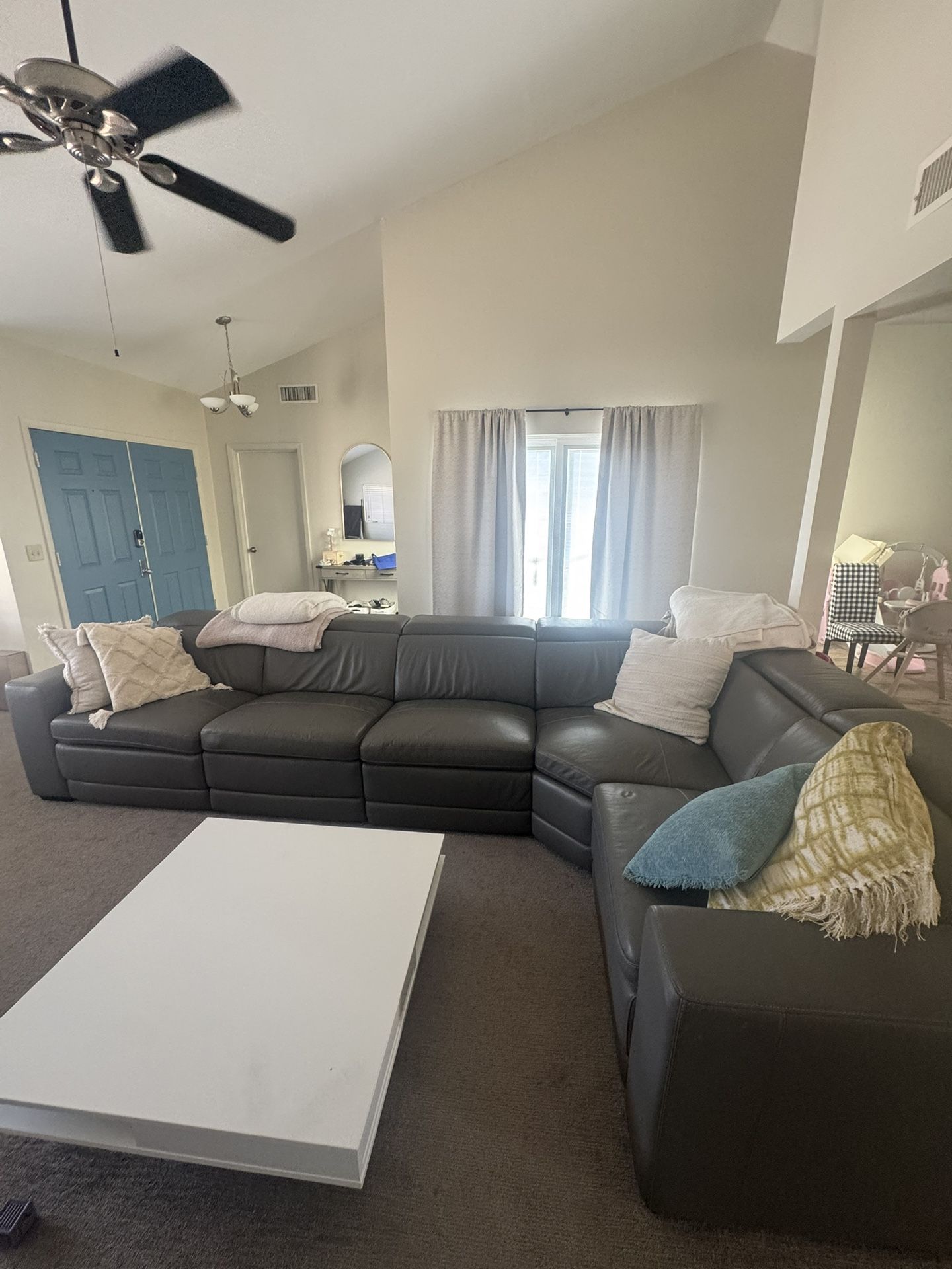 Modular Leather Sectional + Chair