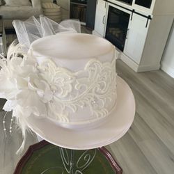 White Wedding Hat  