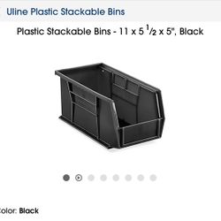 Plastic Stackable Bins 11 x 5 1/2 x 5” Black