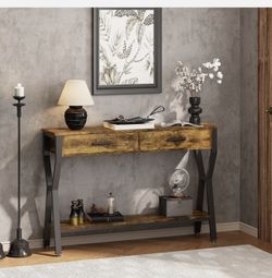 Retro Entryway Console Table – 2 Drawers, Shelf (New)