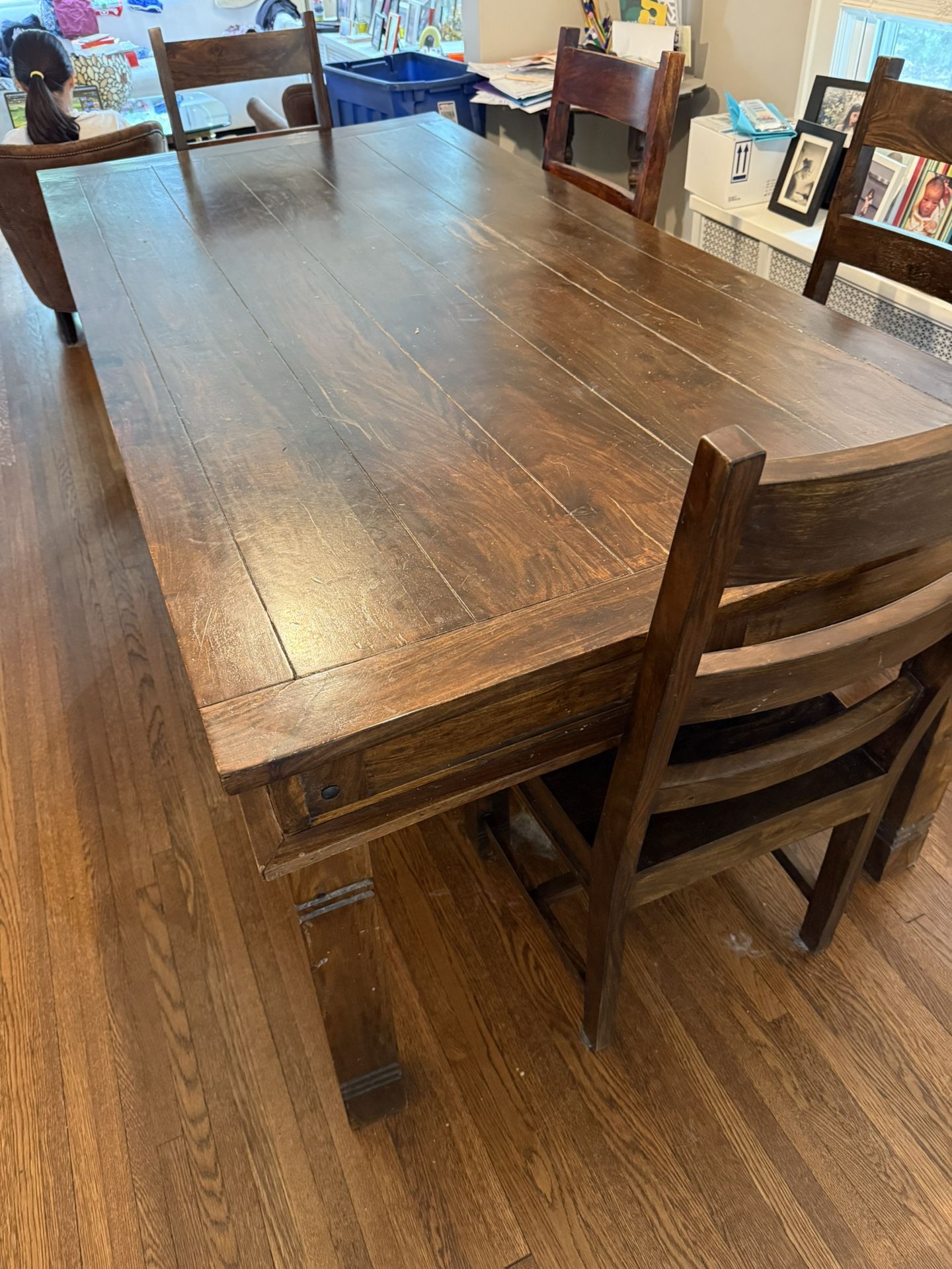 Luxurious & Sturdy Wooden Dining Table Set with 4 Chairs and 1 Bench
