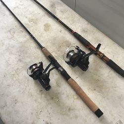 2-Fishing Rods And Reels, New Line Work Great. Spinning Combo. Both 2 piece  Rods. for Sale in Phoenix, AZ - OfferUp