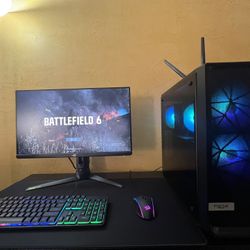 Gamin Pc Set Up Ryzen 5500, RTX 2070, 1TB NVMe Ssd, ASUS Monitor.