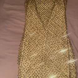 Oh Polly Embellished Mini Dress Gold