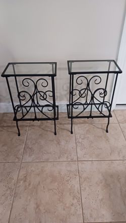 Iron and glass 2 - tier end tables!