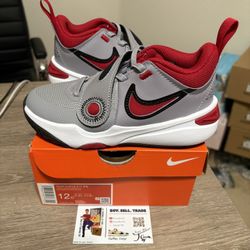 Size 12C - Nike Team Hustle D 11 Cement Grey Black White Gym Red (PS SIZE)