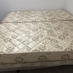 2 Twin Mattress With Boxes And Bed Frame 