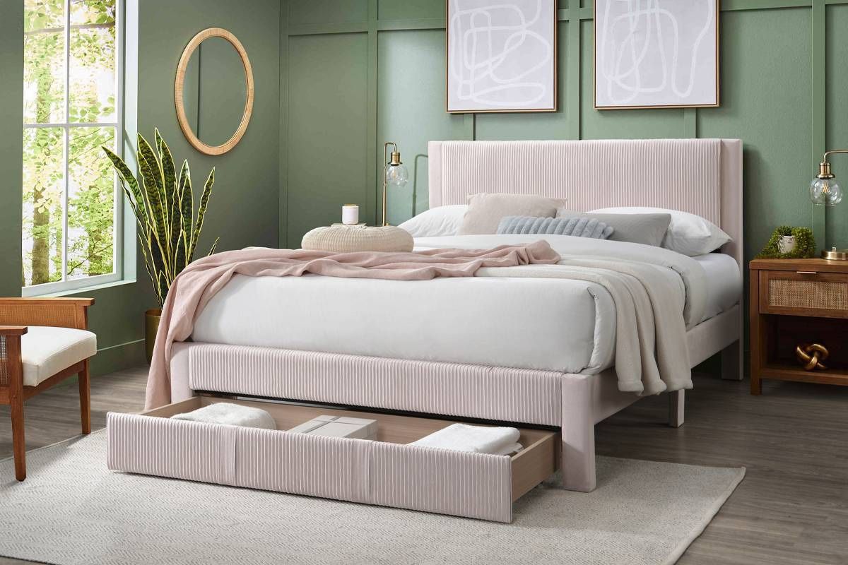 Queen Pink Platform Bed With Ortho Mattress Included 