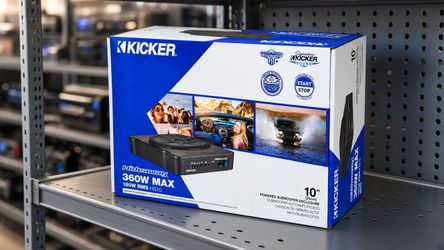 Kicker Shallow 10" Compact Under Seat Powered Subwoofer 360 Watts with Control Bass Knob 51HS10 HS10