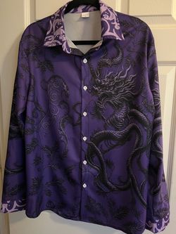 Women Purple Dragon Button Down Shirt, Size Medium - New without tags