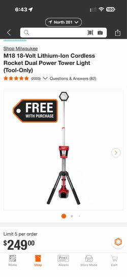 Milwaukee 18 dual power rocket light
