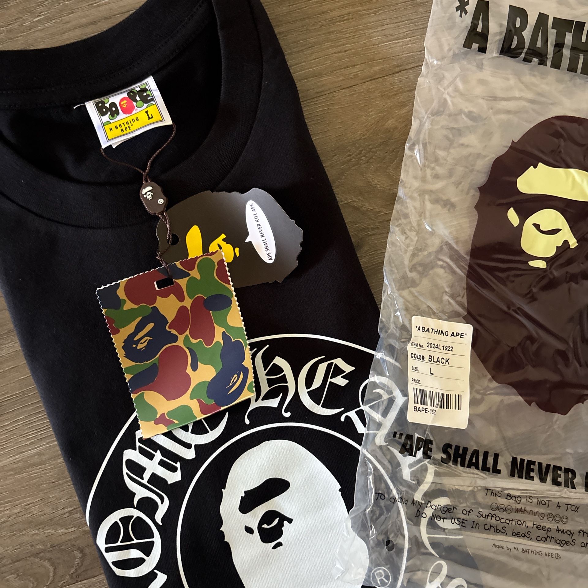 BAPE x Chrome Hearts Black Tee – Size L