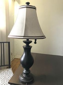 Vintage Ethan Allen Classic Wooden Lamp With Linen Shade