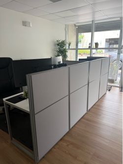 Bush Business Furniture Easy Office L-Shaped 2 Person Benching Workstation with Cable Management