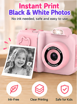 Wholesale Available (PM) | Kids Camera Instant Print, 1080P HD Dual-Lens Selfie (5 Rolls Paper)