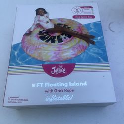 Justice 5ft Floating Island Pool Float, Pink, for Kids 6+, for