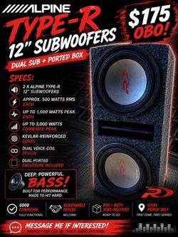 DUAL ALPINE TYPE-R 12” SUBWOOFERS + PORTED BOX