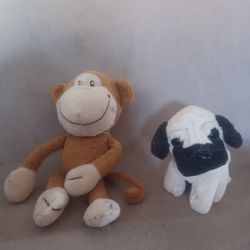 2 Plush  1 Monkey And 1 Dog Both  For $10