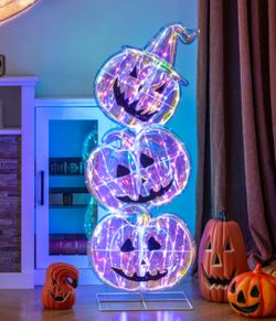 New LED Lighted Pumpkin Halloween Decoration With Base