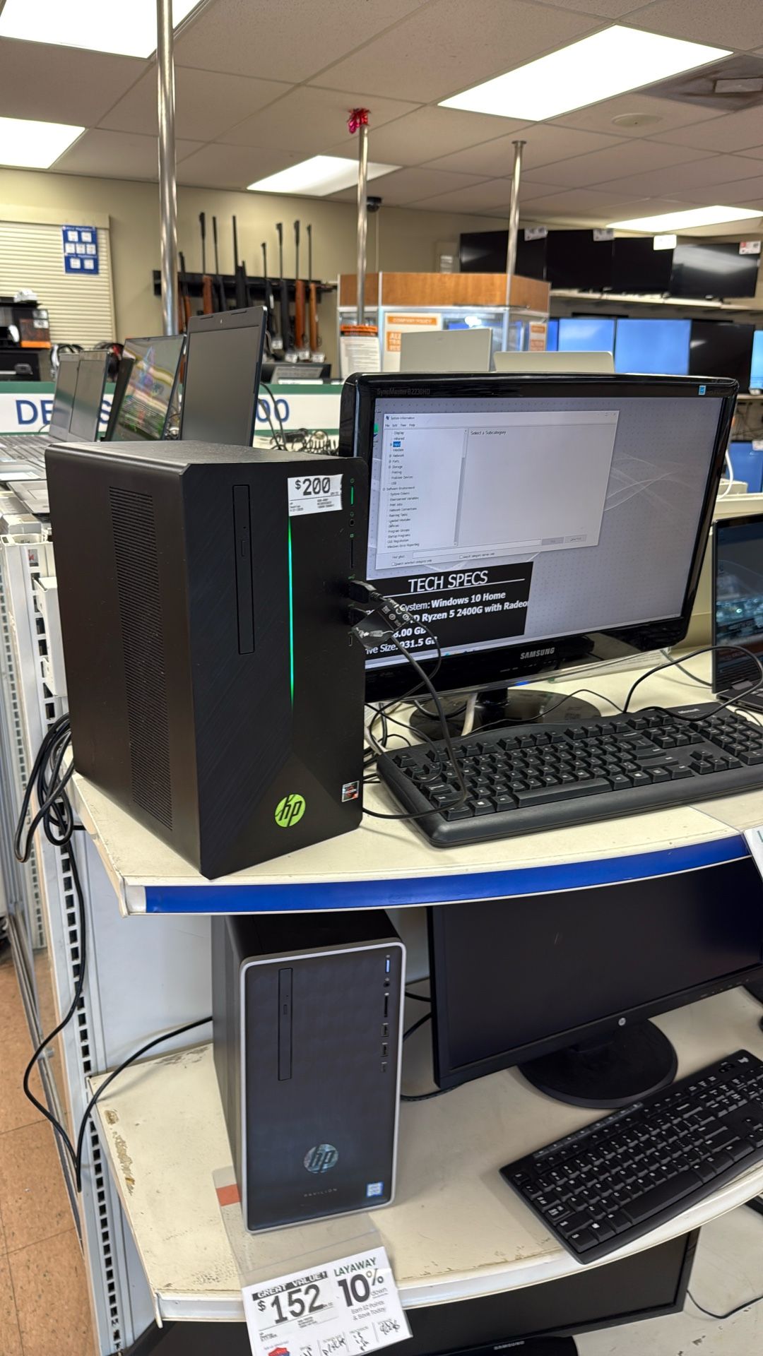Hp Desktop With Monitor, Keyboard, And Mouse.